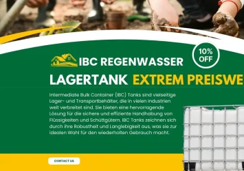 Entdecken Sie hochwertige IBC Container & Zubehör! Nutzen Sie den Code IBC10 für 10% Rabatt. Perfekt für Lagerung & Transport.