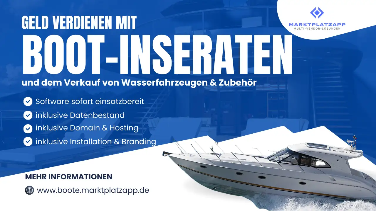 Online-Geschäftsidee – Marktplatz & Inserats-Kleinanzeigenportal für die Vermittlung von Boot- und Yachtinseraten